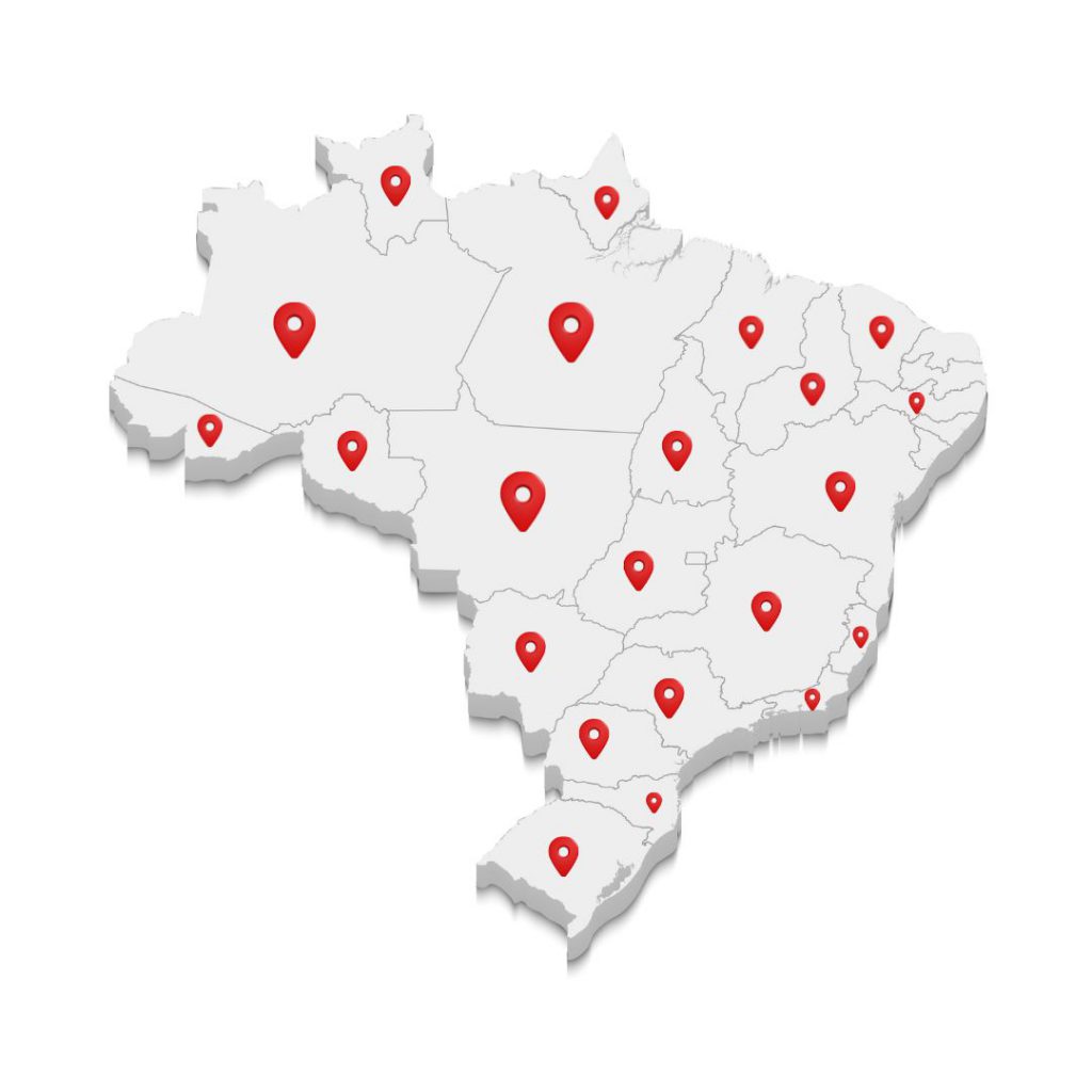 Mapa do Brasil com a presença do SisUM