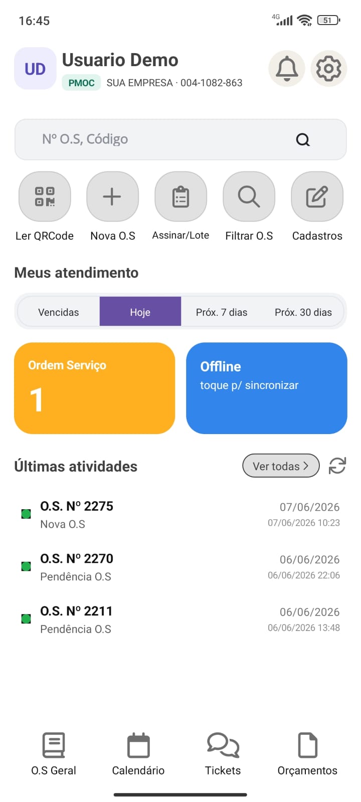 Tela inicial do app SisUM